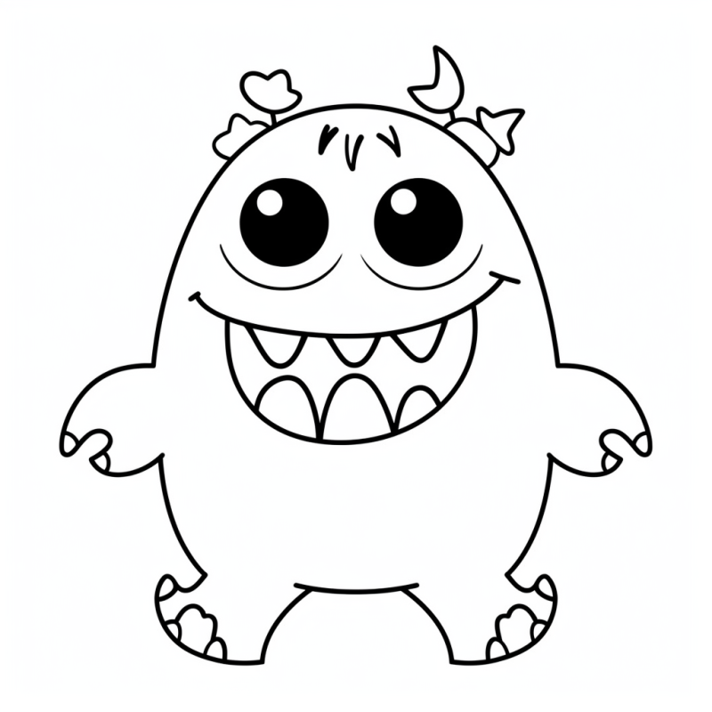 Desenho de pequeno monstro fofo para colorir