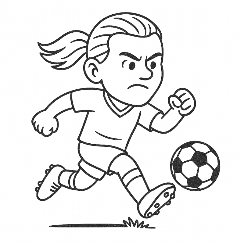 Desenho de caricatura de Erling Haaland em ação no futebol