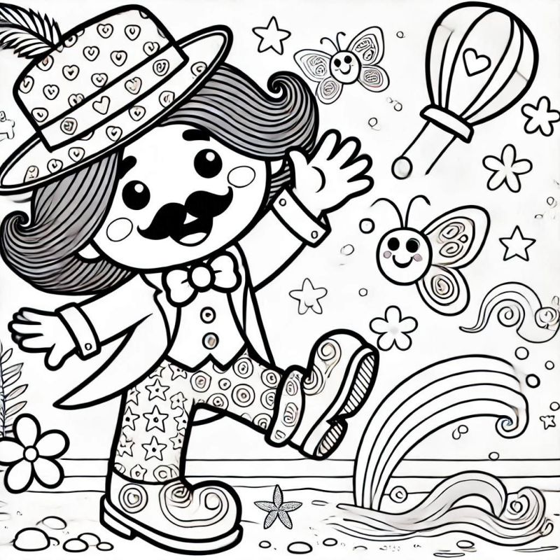 Palhaço Animado para Colorir: Divertido e Encantador