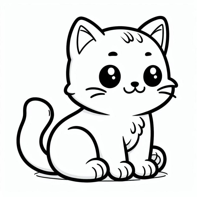 Desenho de Gato Filhote para Colorir - Grátis e Divertido