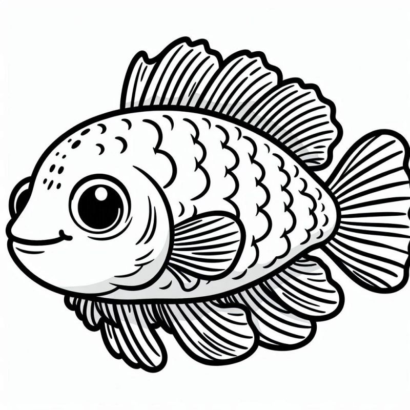 Desenho Detalhado de Peixe para Colorir