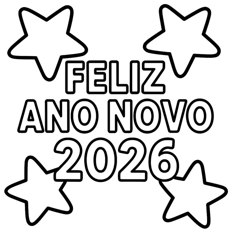 Divirta-se Colorindo o Desenho de Feliz Ano Novo 2026