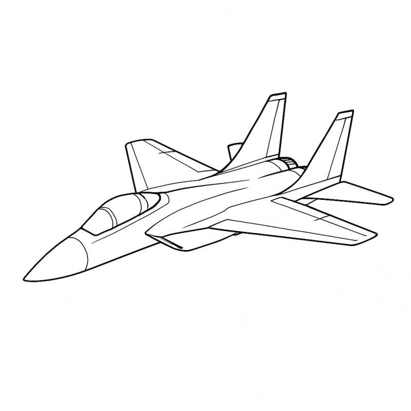 Desenho de avião a jato moderno para colorir