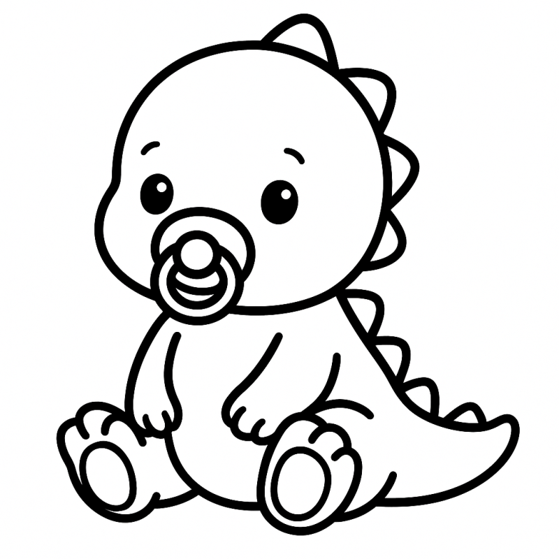 Desenho de dinossauro bebê fofo e adorável em estilo cartoon