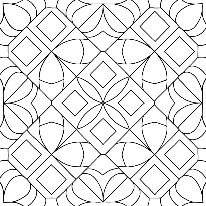 Desenho Complexo de Padrão Abstrato e Geométrico para Colorir Desenho de padrão abstrato e geométrico para colorir com formas geométricas e curvas