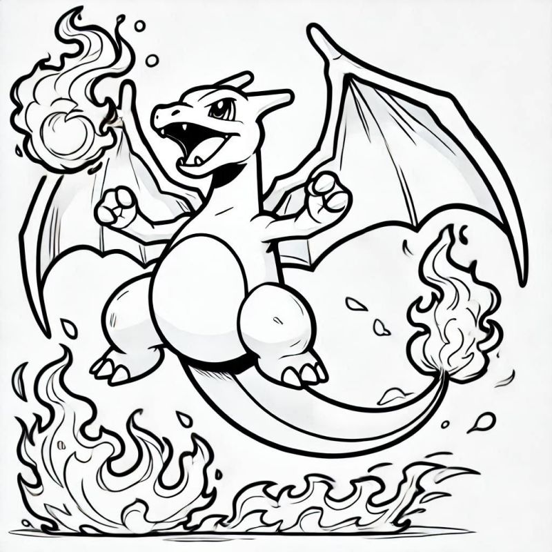 Charizard em Ação: Desenho Incrível para Colorir