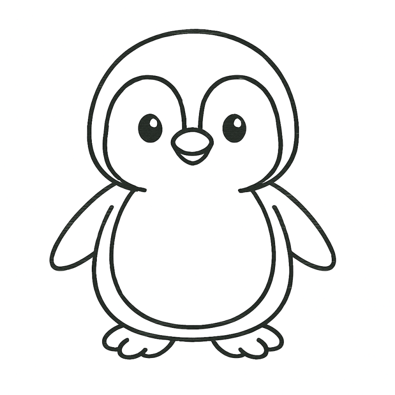 Desenho de pinguim simples e divertido para crianças colorirem