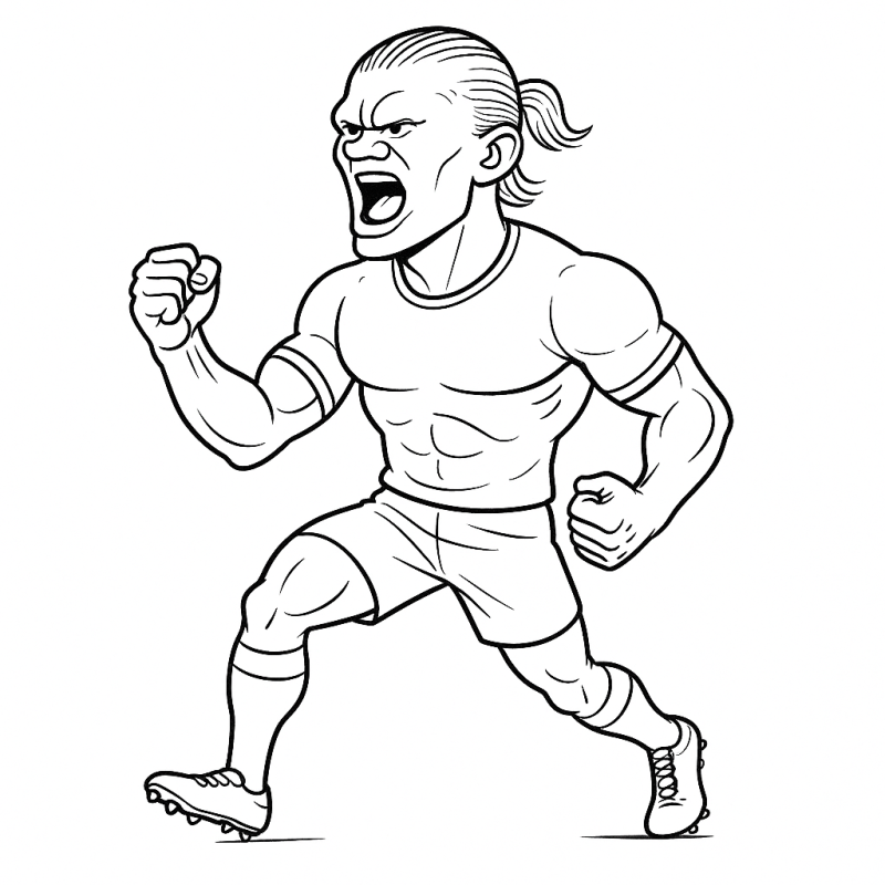 Erling Haaland comemorando em campo - Desenho para colorir
