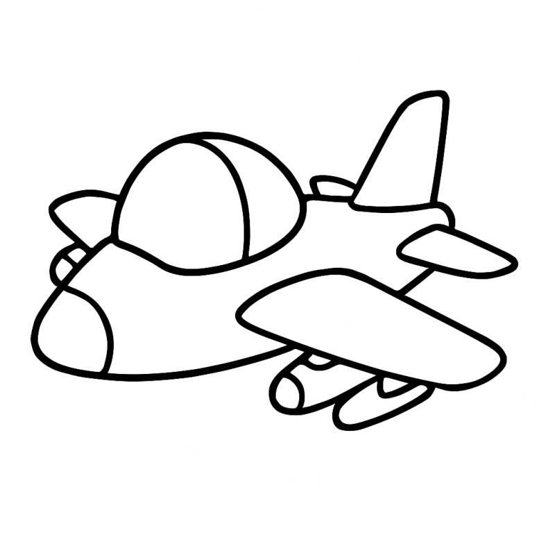 Desenho de avião estilo cartoon simples para colorir