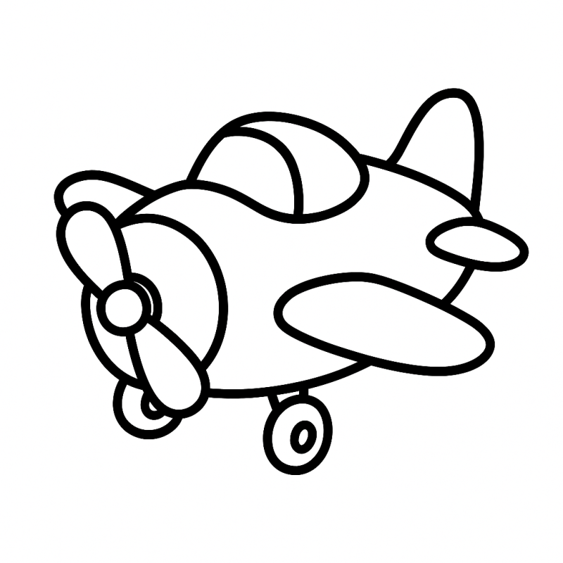 Desenho de avião caricatural amigável para colorir