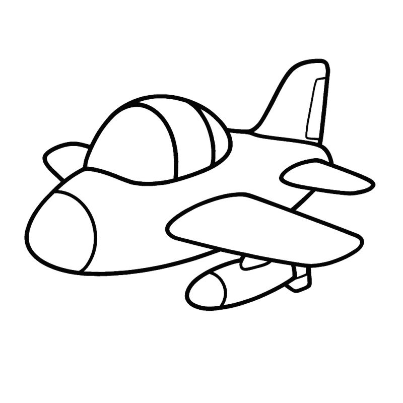 Desenho de avião estilizado com linhas limpas para colorir