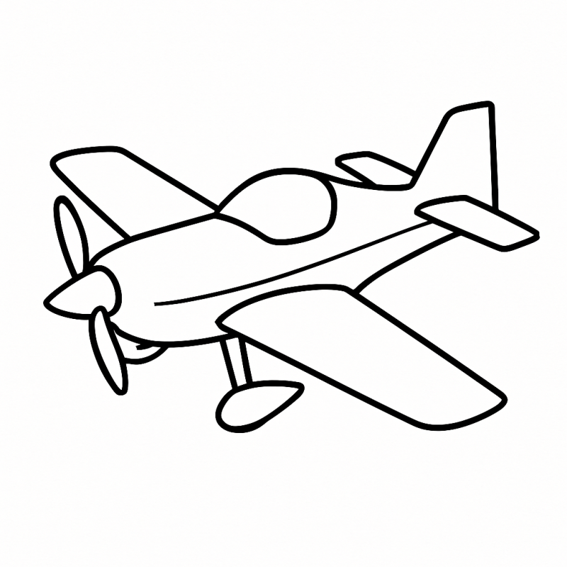 Desenho tridimensional de avião simples para colorir