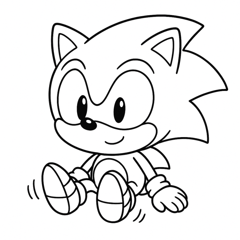 Desenho do Baby Sonic com sorriso amigável, ideal para colorir