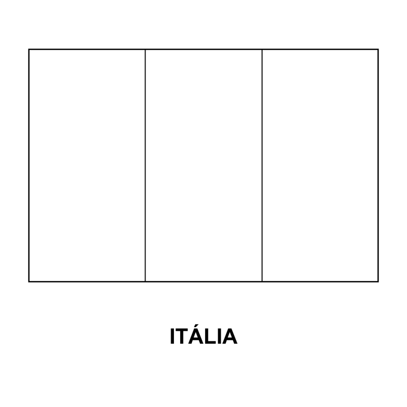 Bandeira da Itália para Colorir em contorno: três faixas verticais iguais, nome Itália abaixo