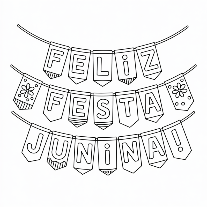 Desenho de bandeirinhas de Festa Junina para colorir