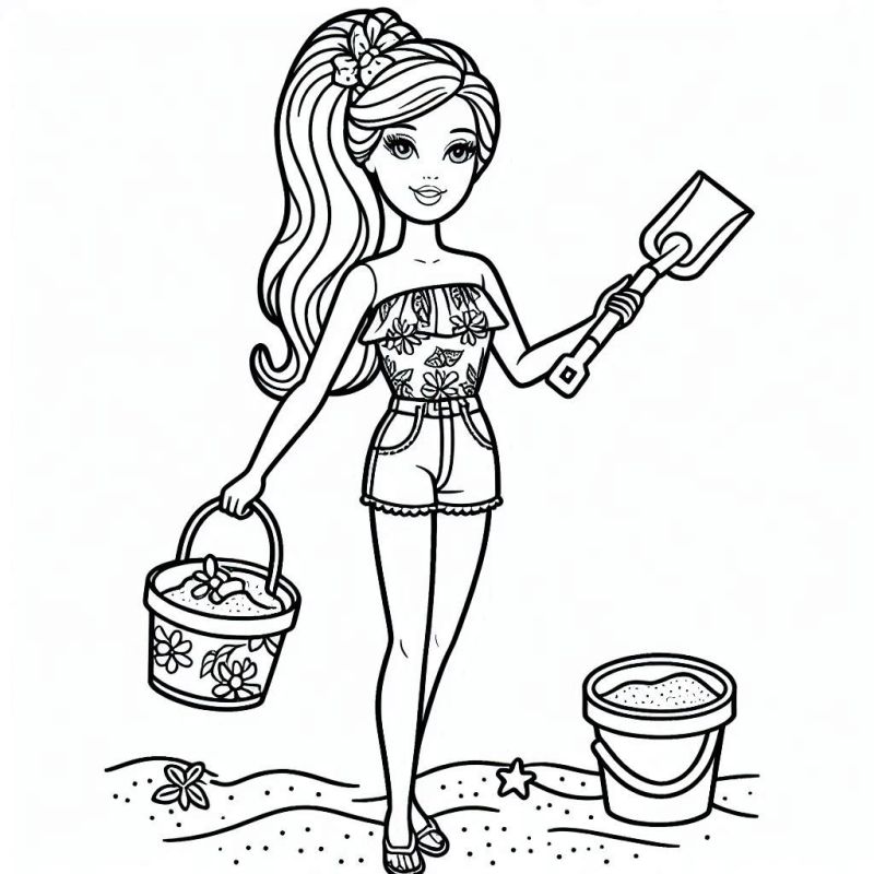 Colorindo Barbie no Cenário Praiano