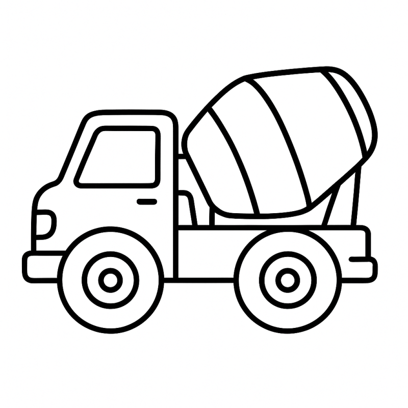 Desenho de Caminhão Betoneira para Colorir e Criar!