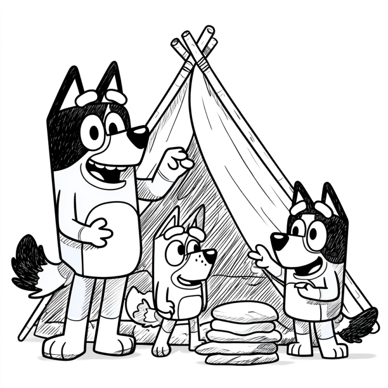 Três Cães Cartoon em Aventura Acampamento