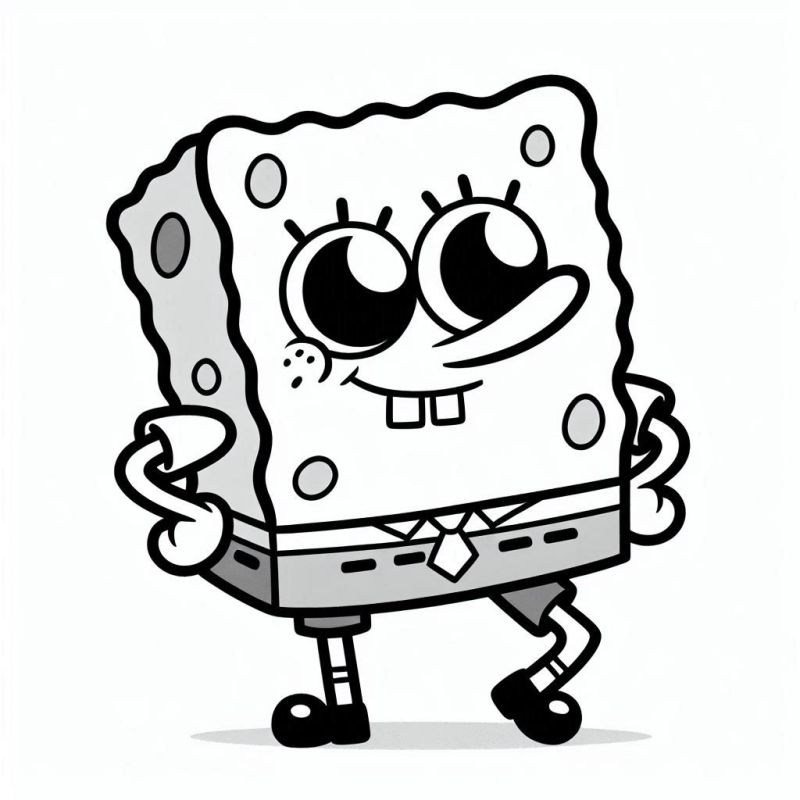 Desenho do Bob Esponja Calça Quadrada com sorriso confiante para colorir