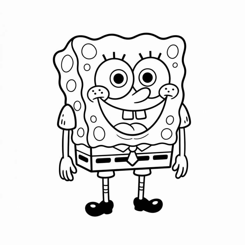 Desenho detalhado de Bob Esponja sorridente para colorir