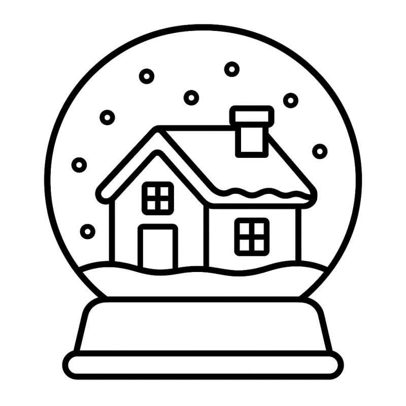 Desenho infantil de bola de neve natalina para colorir