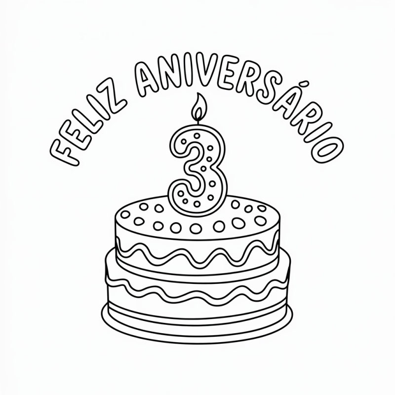 Desenho de Bolo de Aniversário com Vela 3