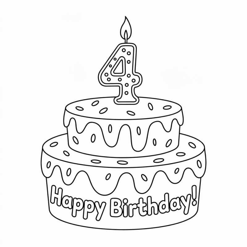 Desenho de Bolo de Aniversário com Vela e Granulados