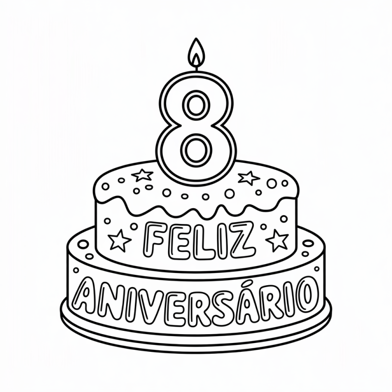 Colorir Bolo de Aniversário de Duas Camadas