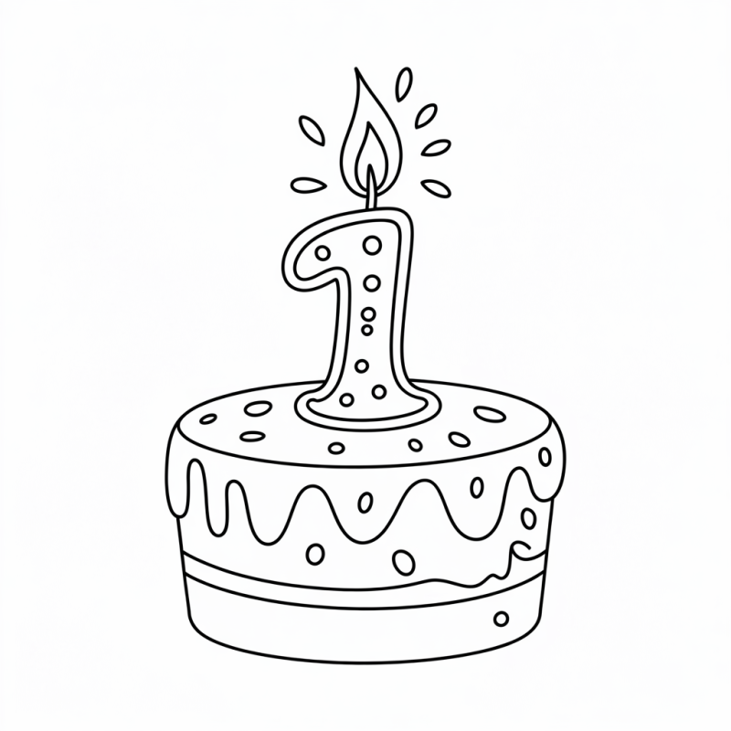 Desenho de Bolo de Aniversário com Vela: Uma Diversão para Colorir