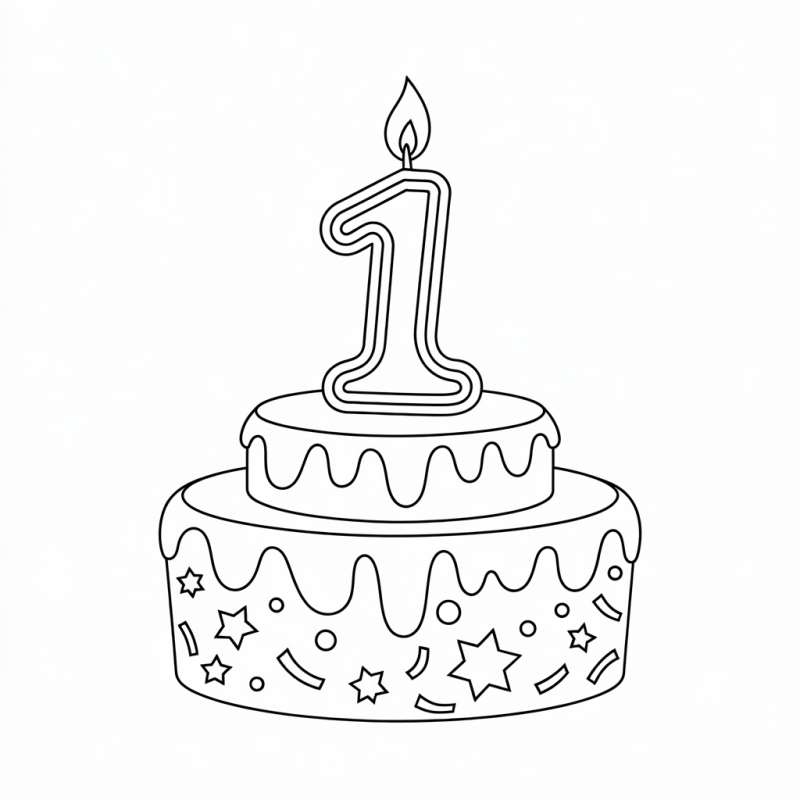 Colorindo um Lindo Bolo de Aniversário com Vela