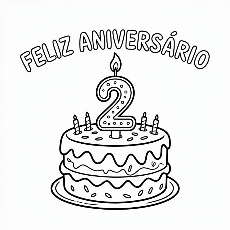 Divirta-se Colorindo Nosso Bolo de Aniversário de Dois Andares