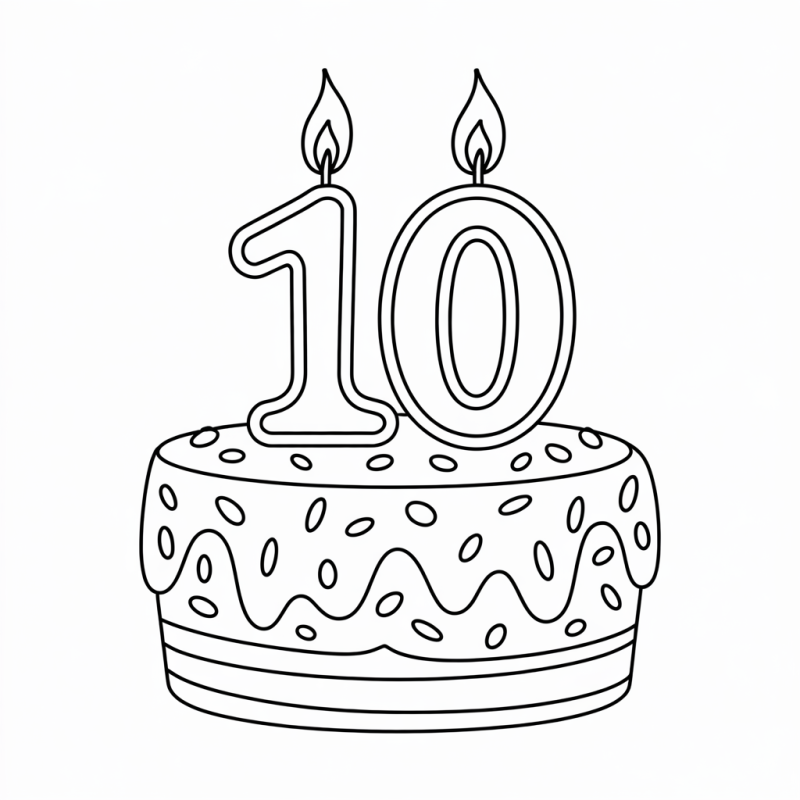 Desenho para Colorir: Bolo de Aniversário com Velas