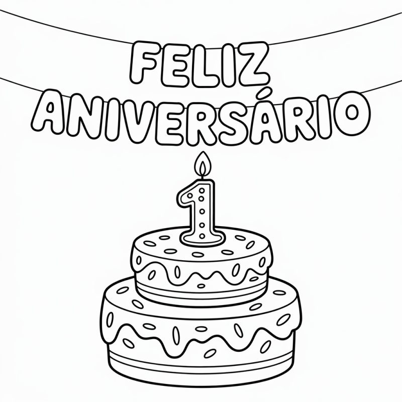 Bolo de Aniversário de Dois Andares para Colorir