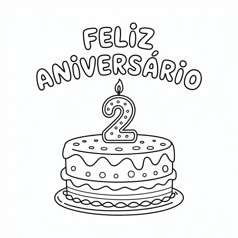 Bolo de Aniversário com Vela para Imprimir e Colorir