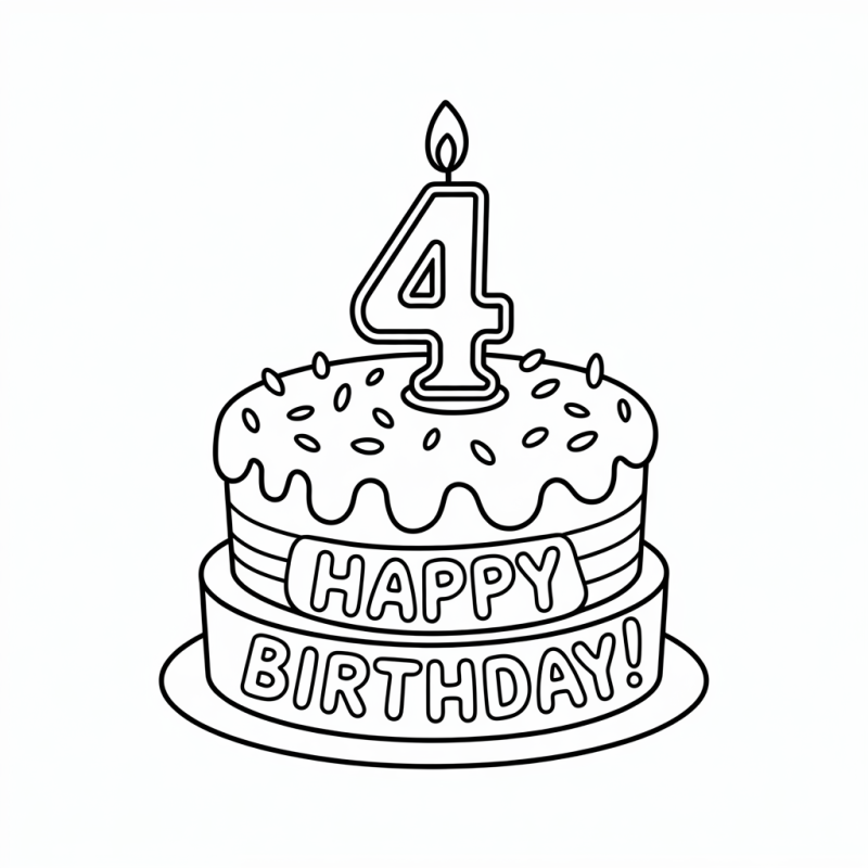 Colorir Bolo de Aniversário com Vela: Desenho Grátis para Imprimir