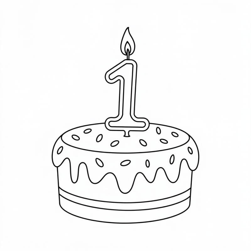 Bolo de Aniversário Detalhado e Simétrico para Colorir