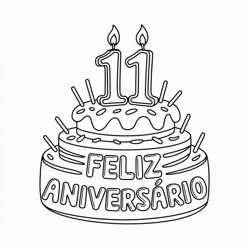 Bolo de Camadas Festivo para Colorir com Velas