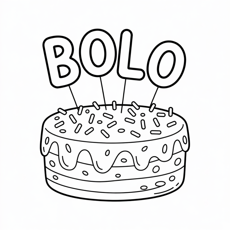 Desenho de Bolo com Palitos para Colorir: Diversão e Aprendizado