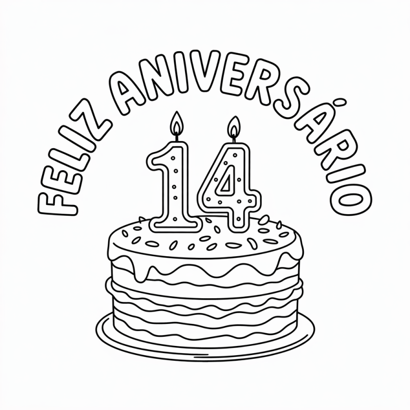 Colorir Bolo de Aniversário com Velas: Experiência Criativa de 14 Anos