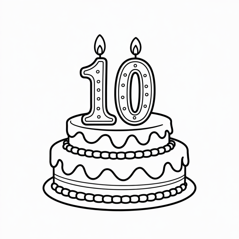 Bolo de Aniversário com Dois Andares para Colorir