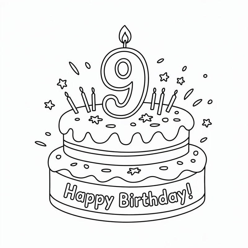 Bolo de Aniversário com Velas para Colorir: Um Momento de Criatividade