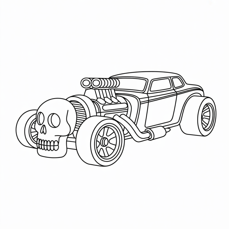 Desenho de um carro Hot Wheels Bone Shaker para colorir
