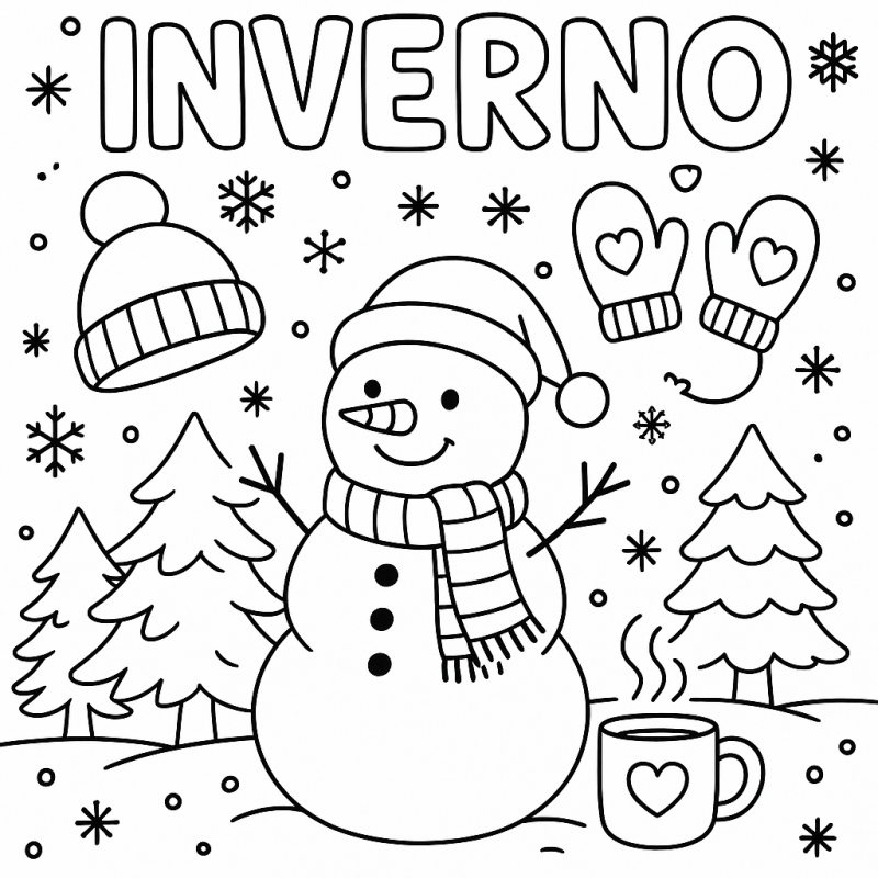 Desenho de Boneco de Neve para Colorir