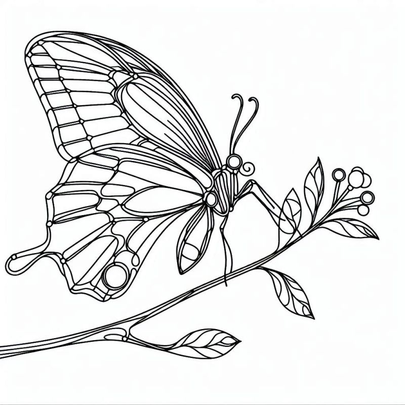 Desenho de Borboleta Realista para Colorir