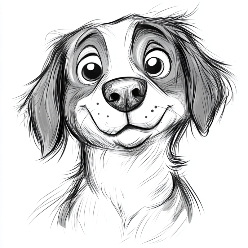 Desenho de cachorro alegre em estilo cartoon para colorir