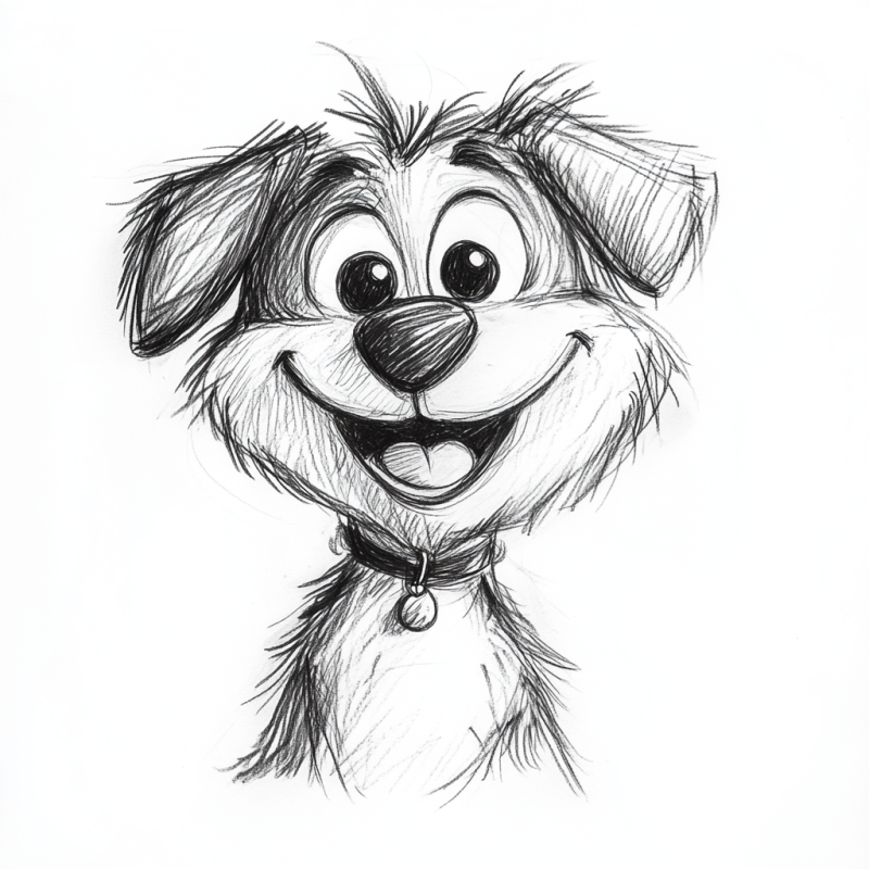 Desenho para colorir de um cachorro amigável e alegre