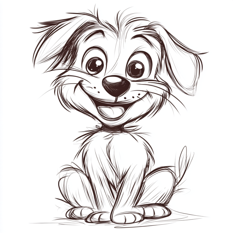 Desenho de um filhote de cachorro fofo em estilo cartoon