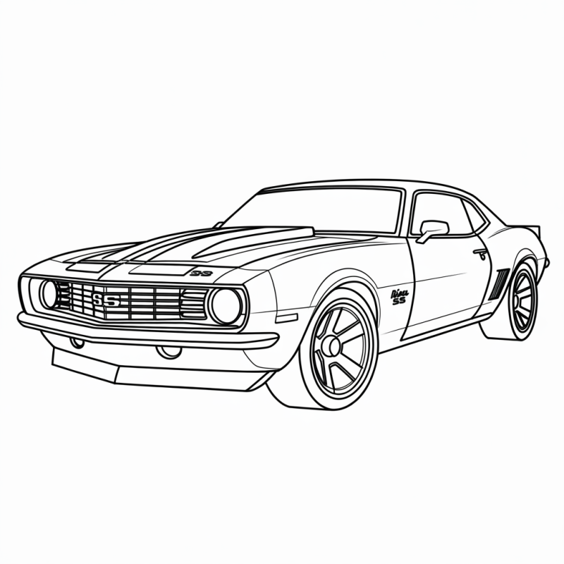 Desenho de Camaro SS estilo Hot Wheels para colorir com visual esportivo