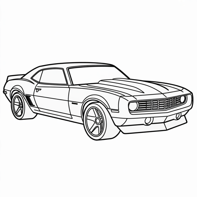 Desenho de Camaro SS clássico inspirado em Hot Wheels para colorir