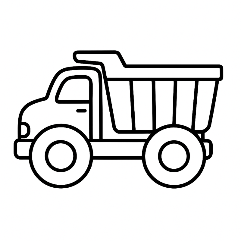 Caminhão Basculante para Colorir - Um Desenho de Perfil Simples